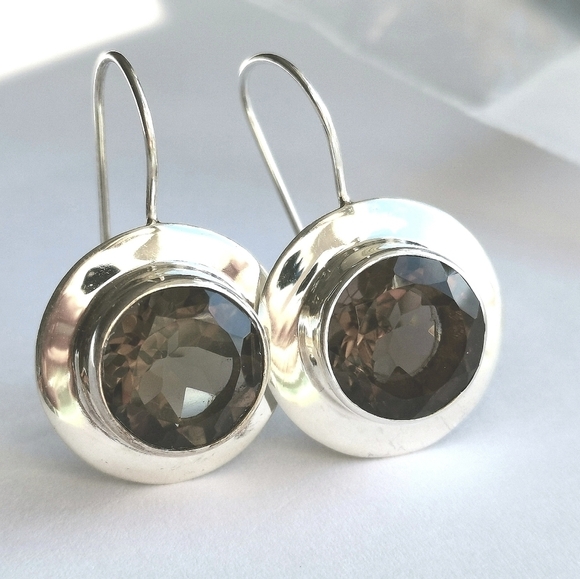 Smokey Topaz Smoky Quartz Drop Earrings In Sterling Silver 🆕 - Picture 8 of 8